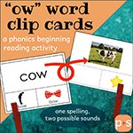 TPT Phonics Clip Cards 'ow'