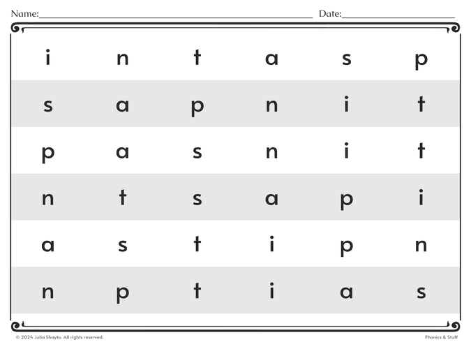 Letter Fluency Grid